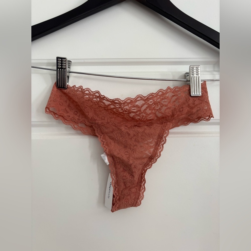NWT Aerie Lace Thong Underwear Rose Burnt Orange Size XXS​​